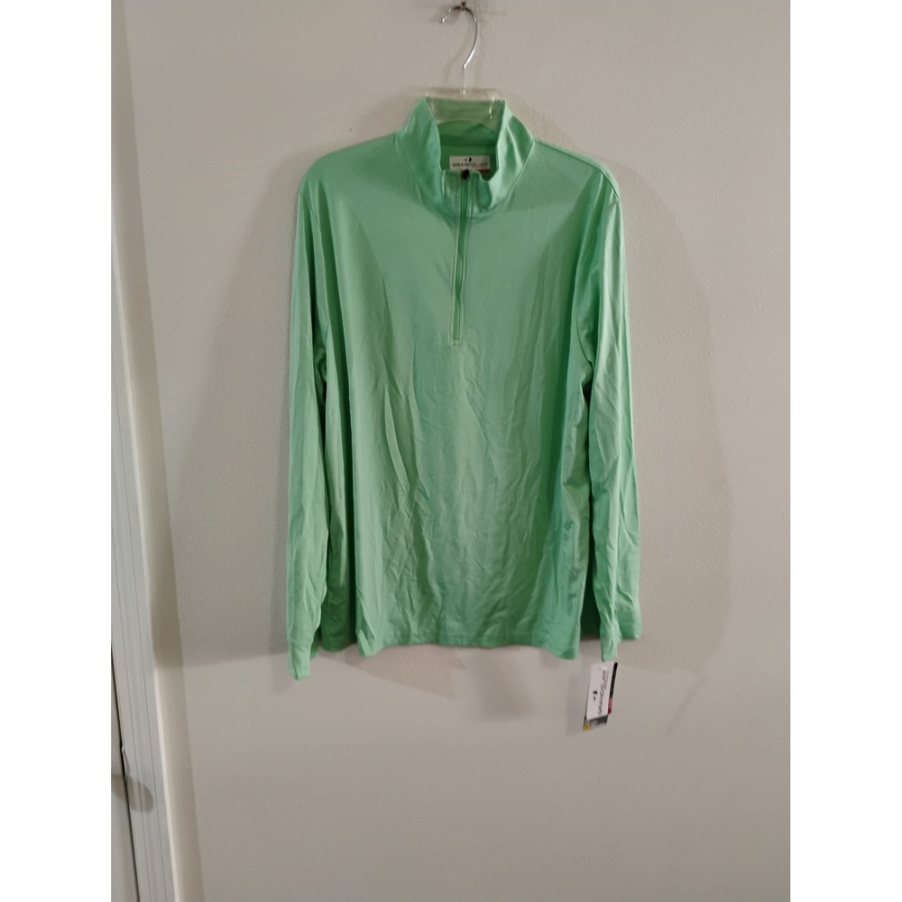 Grand Slam Performance Mens Medium Mint Green 1/4 Zip Pullover Golf Shirt NWT